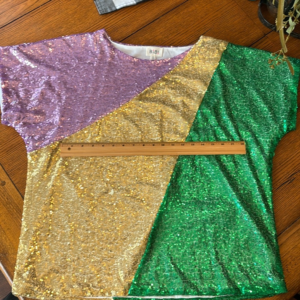 Purple Green Gold Mardi Gras Sequin Top